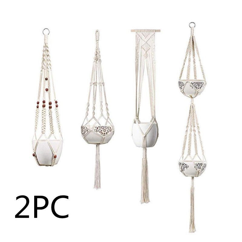 4 Pack - Macrame Hanging Baskets - Unique