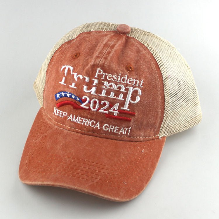 2024 American Election Hat Washed Old Truck Driver Peaked Cap Sichuan Puwang Baseball Cap - Unique