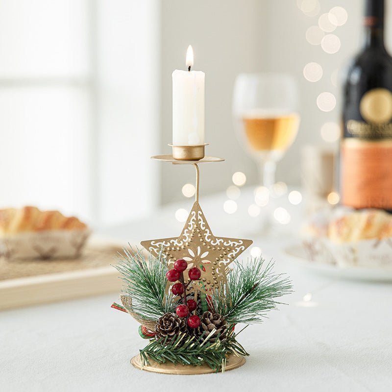 Christmas Candlestick Golden Wrought Iron Window Decoration - Unique