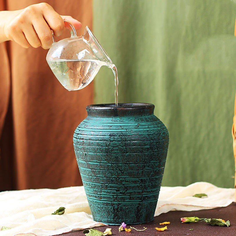 Ceramic Old Vases In The Living Room With Dried Flowers - Unique