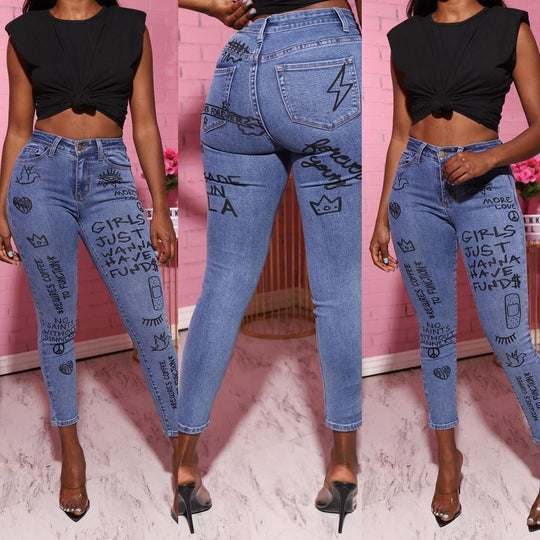 Hot sale printed jeans