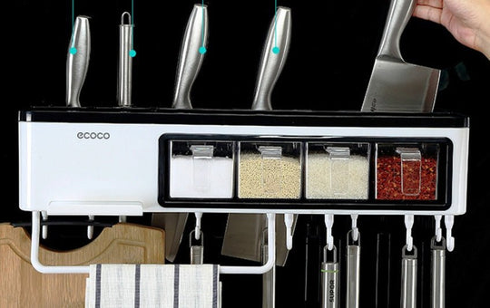 New kitchen storage box Multi - function wall - mounted kitchen racks Tool kitchen utensils storage box seasoning - Unique