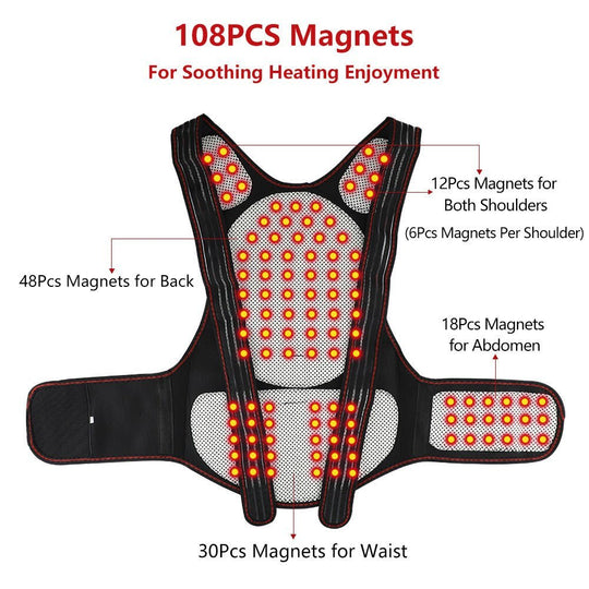 Magneticx Back Support Magnets Heating Therapy Belt Waist Brace Posture Corrector Spine Back Shoulder Lumbar Posture Correction 5.0 - Unique