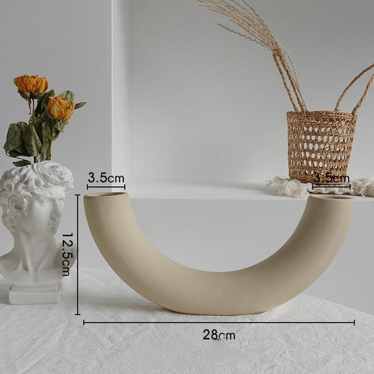 Simplicity Ceramic Vase Dry Flower Arrangement Home Decoration Ornament Living Room Display Art Vases - Unique