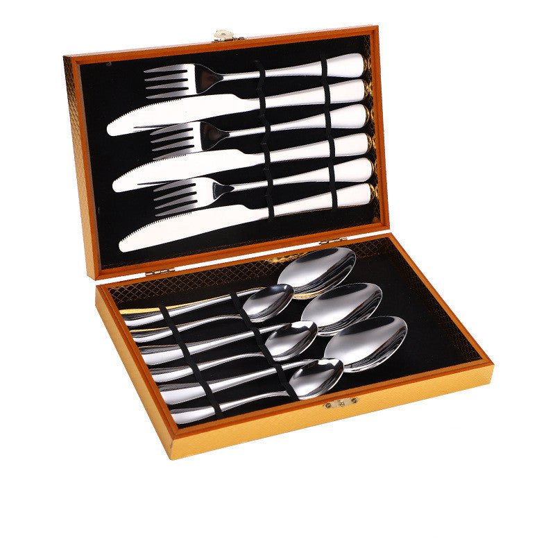 Stainless Steel Steak Cutlery Set Western Cutlery Cutlery Set Gift Box Wooden Box Cutlery - Unique