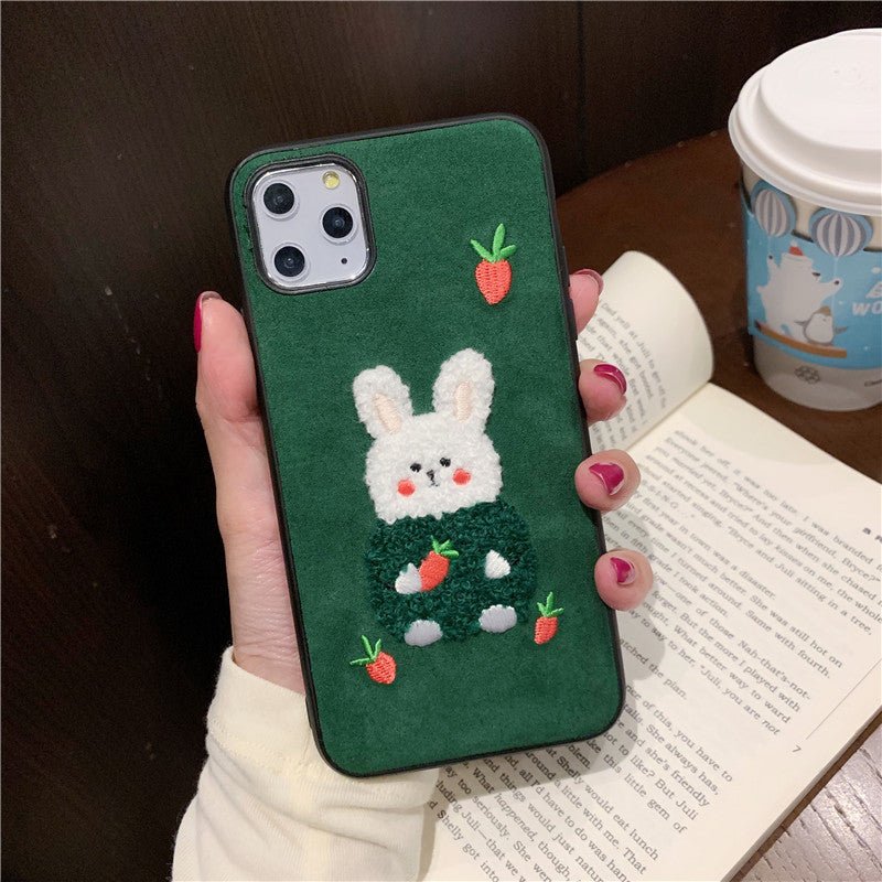 Compatible with Apple, Compatible with Apple , Ins Net Red Korean Style 12 Plush Rabbit Embroidery Bear Apple 11 Pro Max Mobile Phone Case For IPhoneXs 7P - Unique