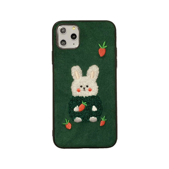 Compatible with Apple, Compatible with Apple , Ins Net Red Korean Style 12 Plush Rabbit Embroidery Bear Apple 11 Pro Max Mobile Phone Case For IPhoneXs 7P - Unique