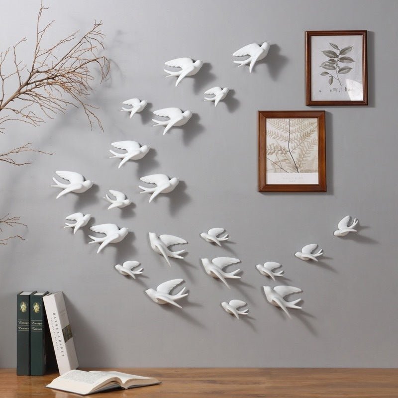 Ceramic Wall Hangings 3D Bird Decoration - Unique