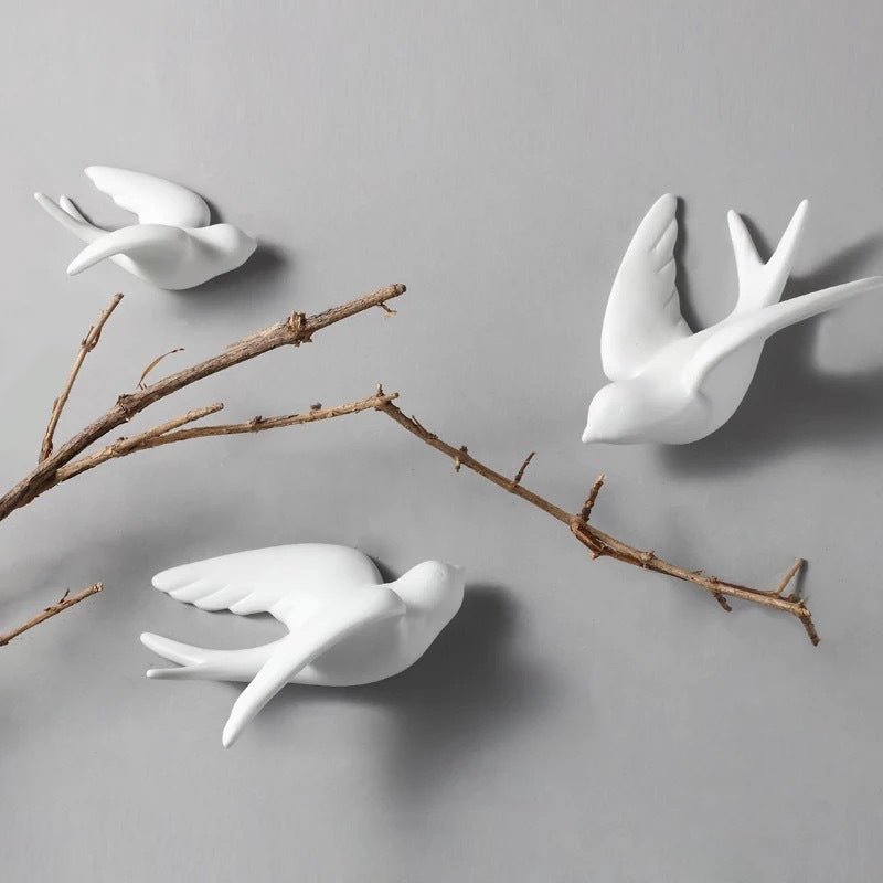 Ceramic Wall Hangings 3D Bird Decoration - Unique