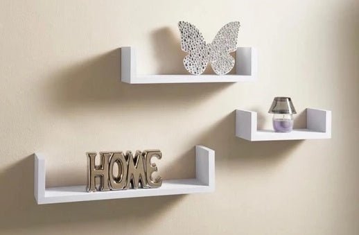 3 - Piece Wood Shelf U - Shelf Set Wall - Mounted Decorative - White Quality Storage Home Office Kitchen Decor Wood Home Furniture - Unique