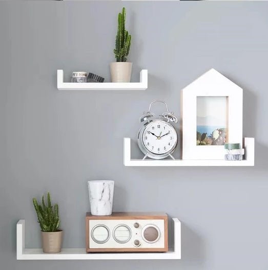 3 - Piece Wood Shelf U - Shelf Set Wall - Mounted Decorative - White Quality Storage Home Office Kitchen Decor Wood Home Furniture - Unique