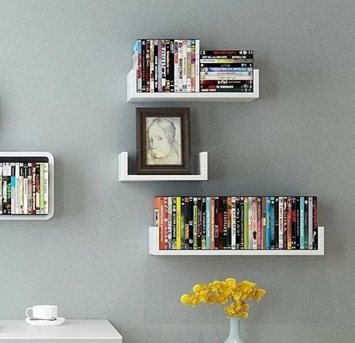 3 - Piece Wood Shelf U - Shelf Set Wall - Mounted Decorative - White Quality Storage Home Office Kitchen Decor Wood Home Furniture - Unique