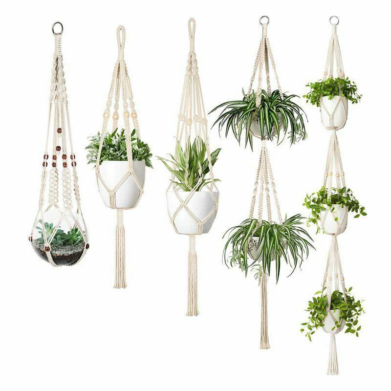 4 Pack - Macrame Hanging Baskets - Unique