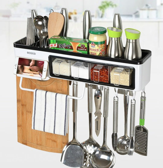 New kitchen storage box Multi - function wall - mounted kitchen racks Tool kitchen utensils storage box seasoning - Unique