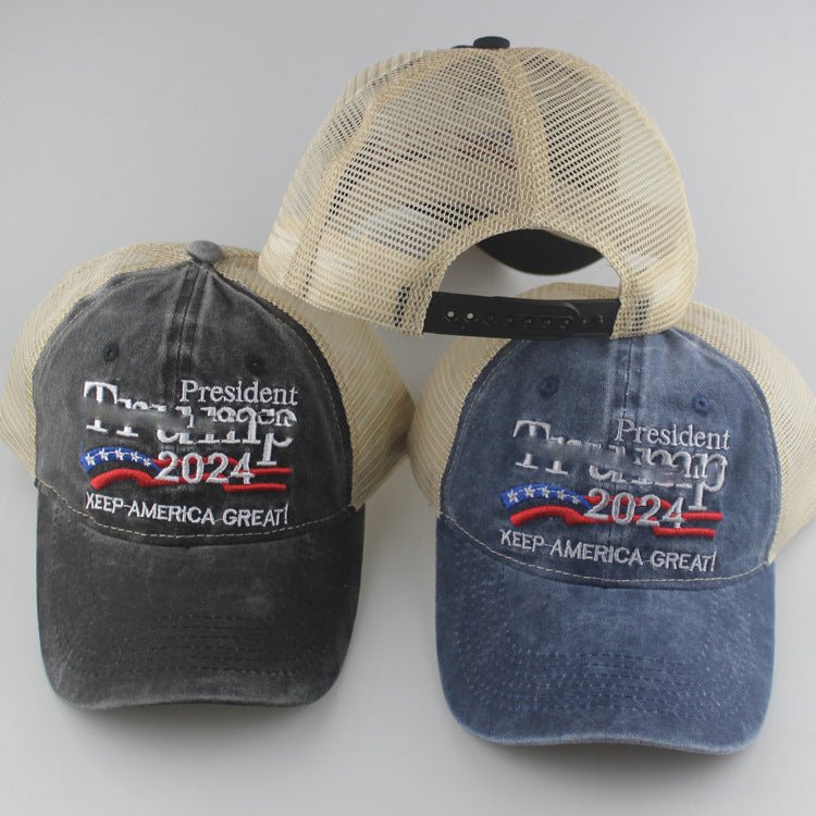 2024 American Election Hat Washed Old Truck Driver Peaked Cap Sichuan Puwang Baseball Cap - Unique