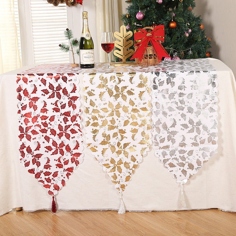 Christmas Snowflake Leaves Table Runner Table Decoration Decorations - Unique