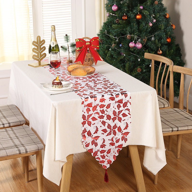 Christmas Snowflake Leaves Table Runner Table Decoration Decorations - Unique