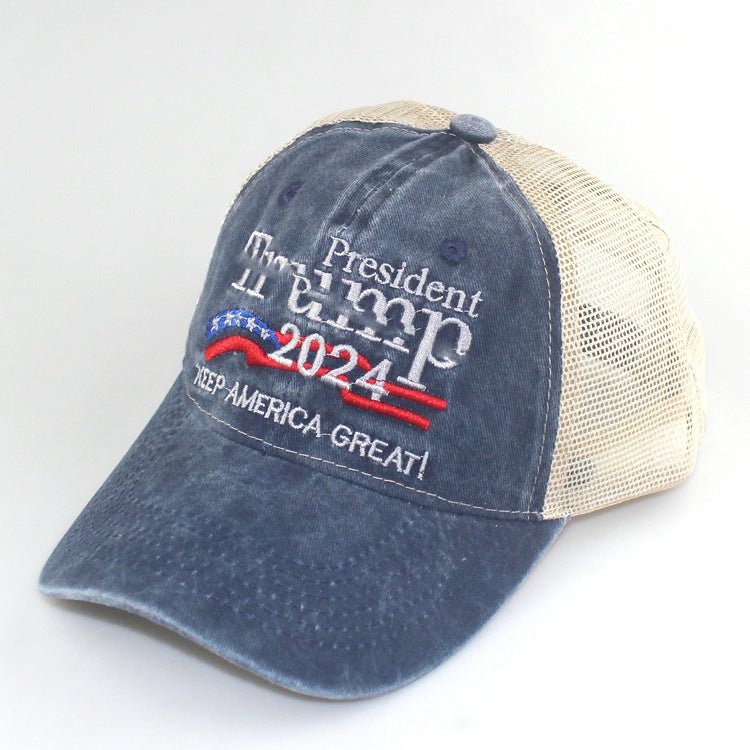 2024 American Election Hat Washed Old Truck Driver Peaked Cap Sichuan Puwang Baseball Cap - Unique