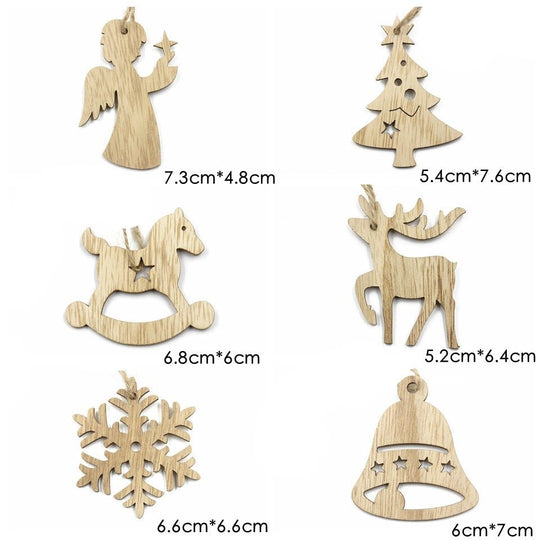 Christmas Snowflake Elk Wooden Pendant Decoration - Unique