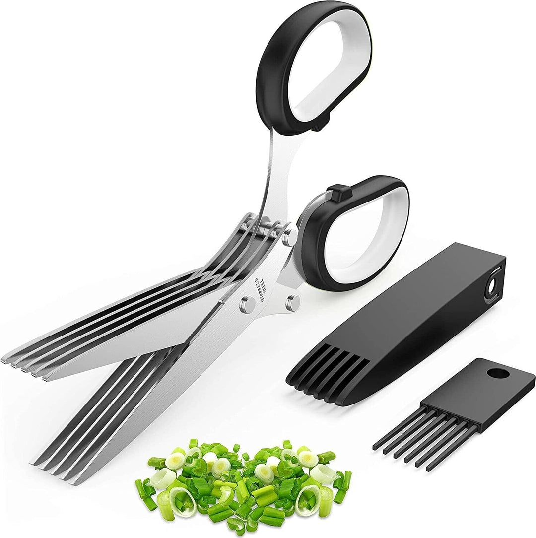 Herb Scissors With Multi Blades Stainless Steel Fast Cutting Shear Kitchen Tool - Unique