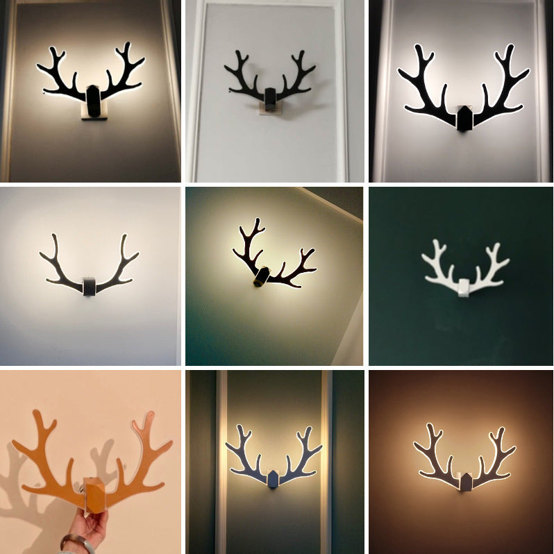 Nordic Antlers Wall Lamp Simple Modern Bedroom