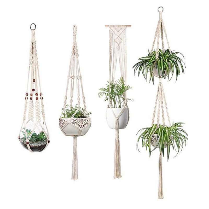 4 Pack - Macrame Hanging Baskets - Unique