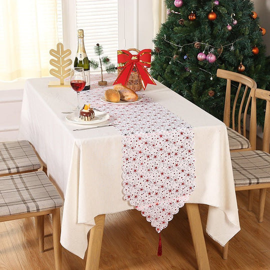 Christmas Snowflake Leaves Table Runner Table Decoration Decorations - Unique