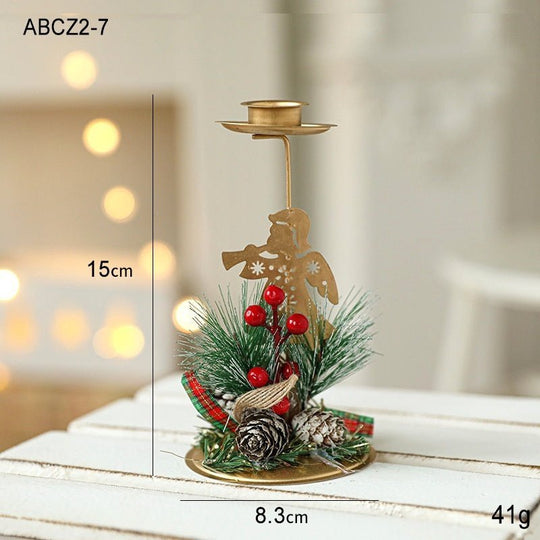 Christmas Candlestick Golden Wrought Iron Window Decoration - Unique