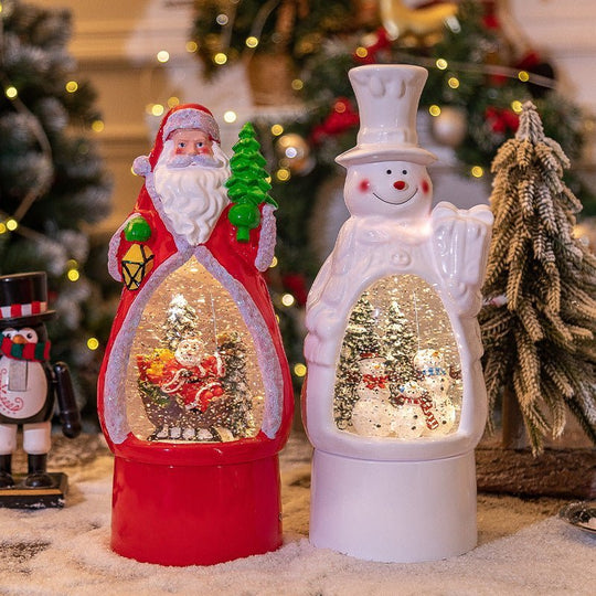 Christmas Decoration Old Man Snowman Music Box Desktop Ambience Light - Unique