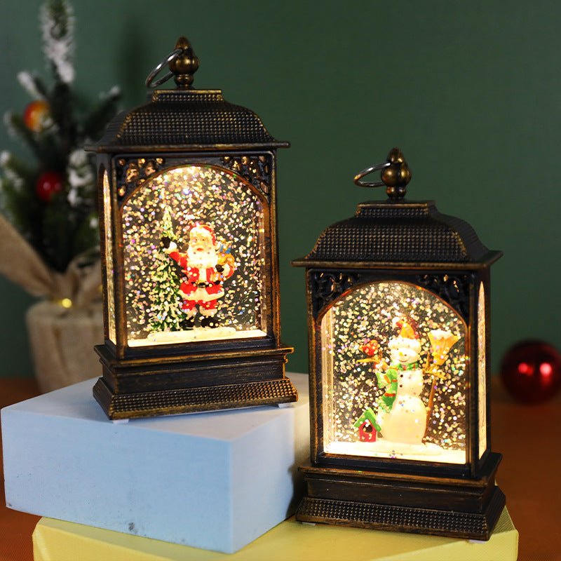 Christmas Decoration Luminous Water Injection Flat Storm Lantern Desktop Decoration - Unique