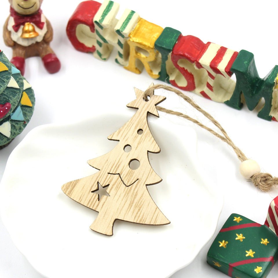 Christmas Snowflake Elk Wooden Pendant Decoration - Unique