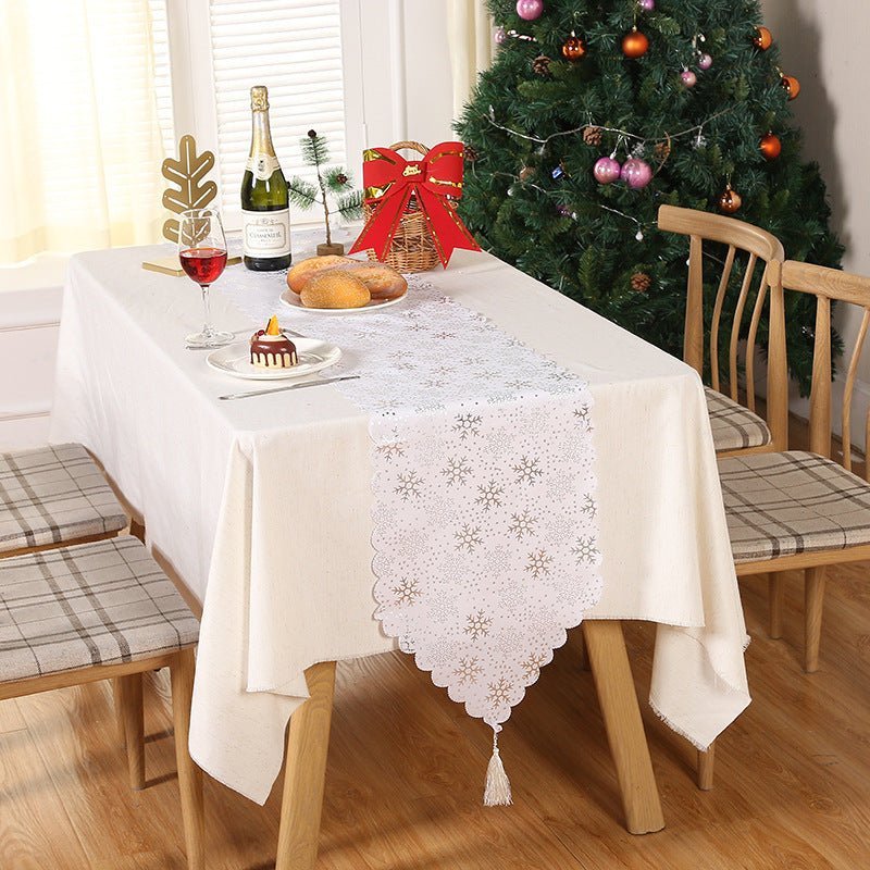 Christmas Snowflake Leaves Table Runner Table Decoration Decorations - Unique