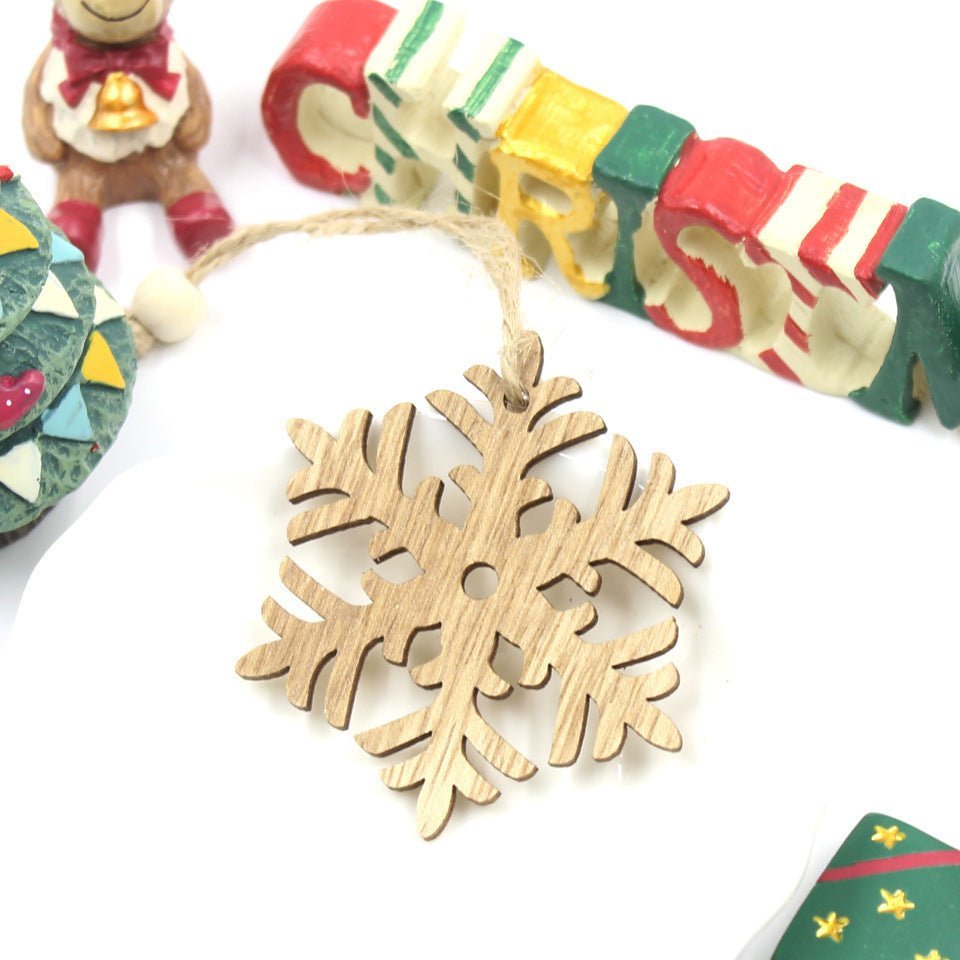 Christmas Snowflake Elk Wooden Pendant Decoration - Unique