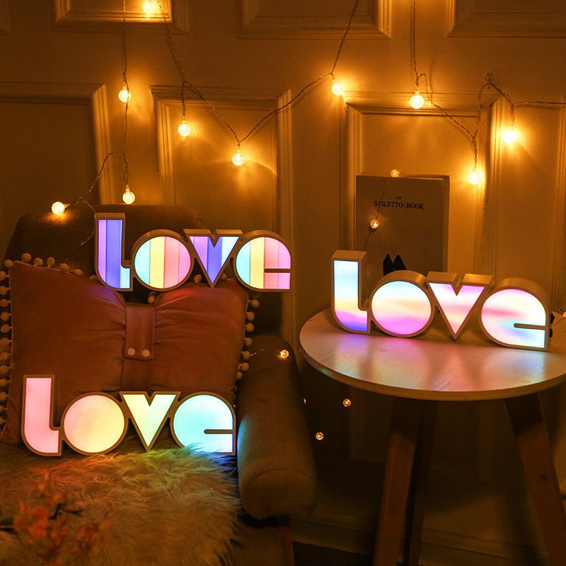 LED Ornamental Festoon Lamp Modeling Creative Decorative Light Proposal Declaration Holiday Layout English LOVE Letter LED Light - Unique