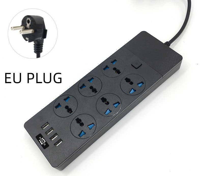 2024 New 3000W Power Strip With Built - in 4USB Interface, 6 Direct Power Sockets, 2M Cable, High - power Strip - Unique