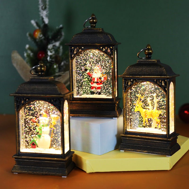 Christmas Decoration Luminous Water Injection Flat Storm Lantern Desktop Decoration - Unique