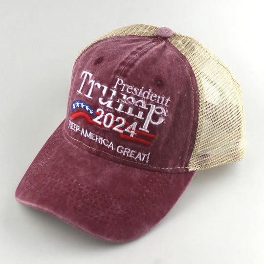 2024 American Election Hat Washed Old Truck Driver Peaked Cap Sichuan Puwang Baseball Cap - Unique