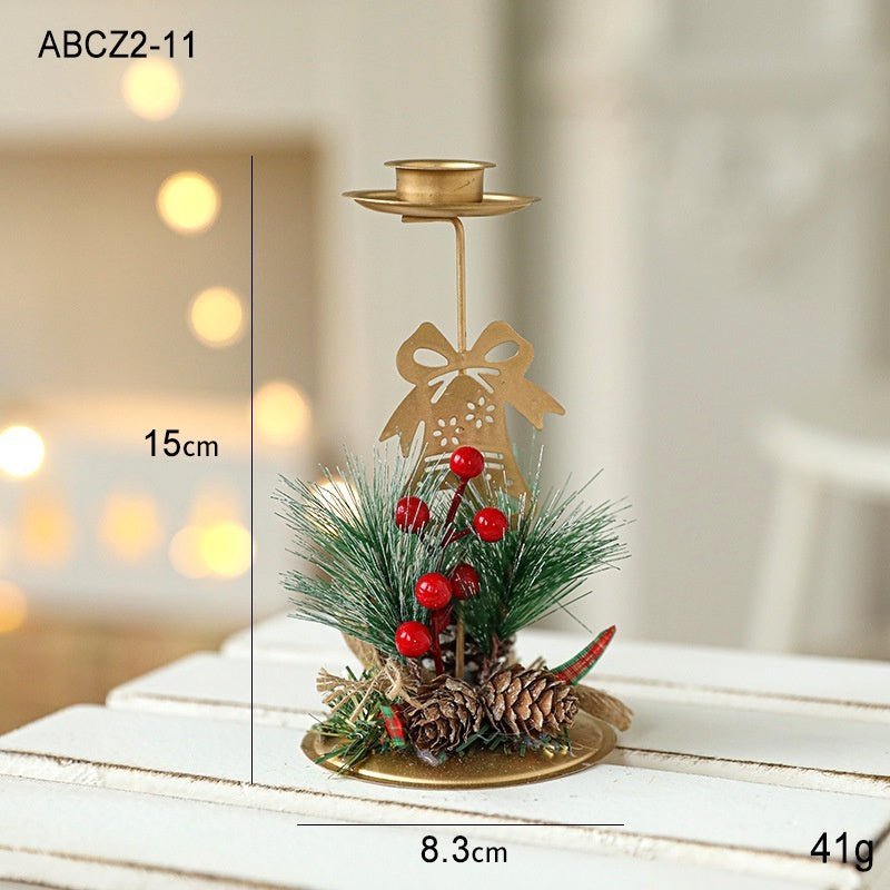 Christmas Candlestick Golden Wrought Iron Window Decoration - Unique