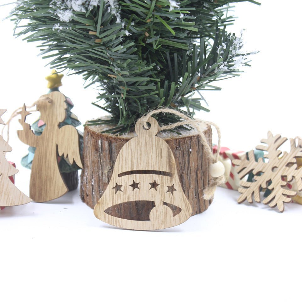 Christmas Snowflake Elk Wooden Pendant Decoration - Unique