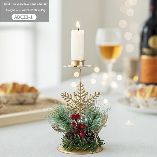 Christmas Candlestick Golden Wrought Iron Window Decoration - Unique