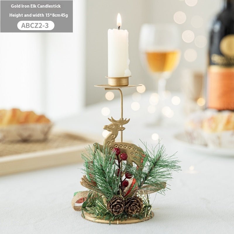 Christmas Candlestick Golden Wrought Iron Window Decoration - Unique