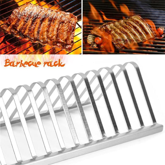 Stainless Steel Barbecue Grill Holder Smoking Rib Racks Grilling BBQ Accessories Outdoor Roasting Stand Picnic Utensil - Unique