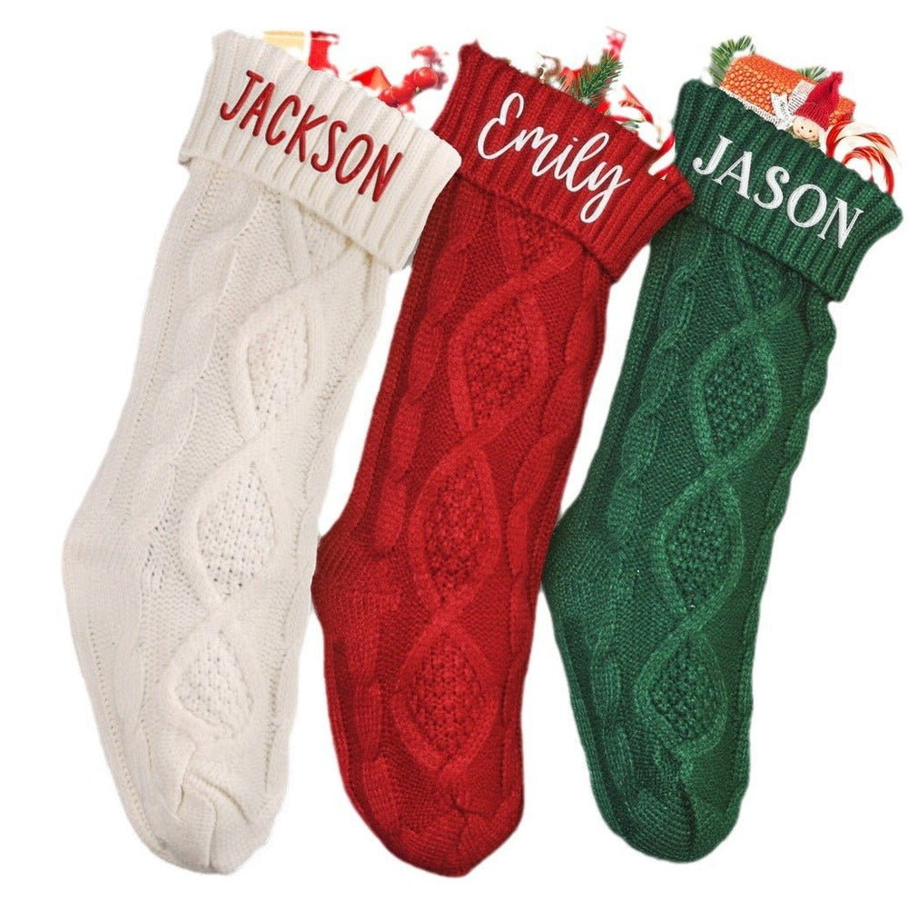 Embroidered Knitted Christmas Socks Decorative Products - Unique