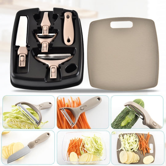 Stainless Steel Cutter Set Three Piece Set Wheat Straw Chopping Board Fruit Knife Peeler Combined Kitchen Tools - Unique Unique Unique Stainless Steel Cutter Set Three Piece Set Wheat Straw Chopping Board Fruit Knife Peeler Combined Kitchen Tools