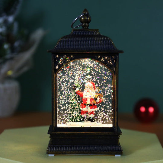 Christmas Decoration Luminous Water Injection Flat Storm Lantern Desktop Decoration - Unique