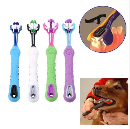 1 random color toothbrush pet plush dog brush in addition to bad breath tartar dental care dog cat cleaning supplies - Unique