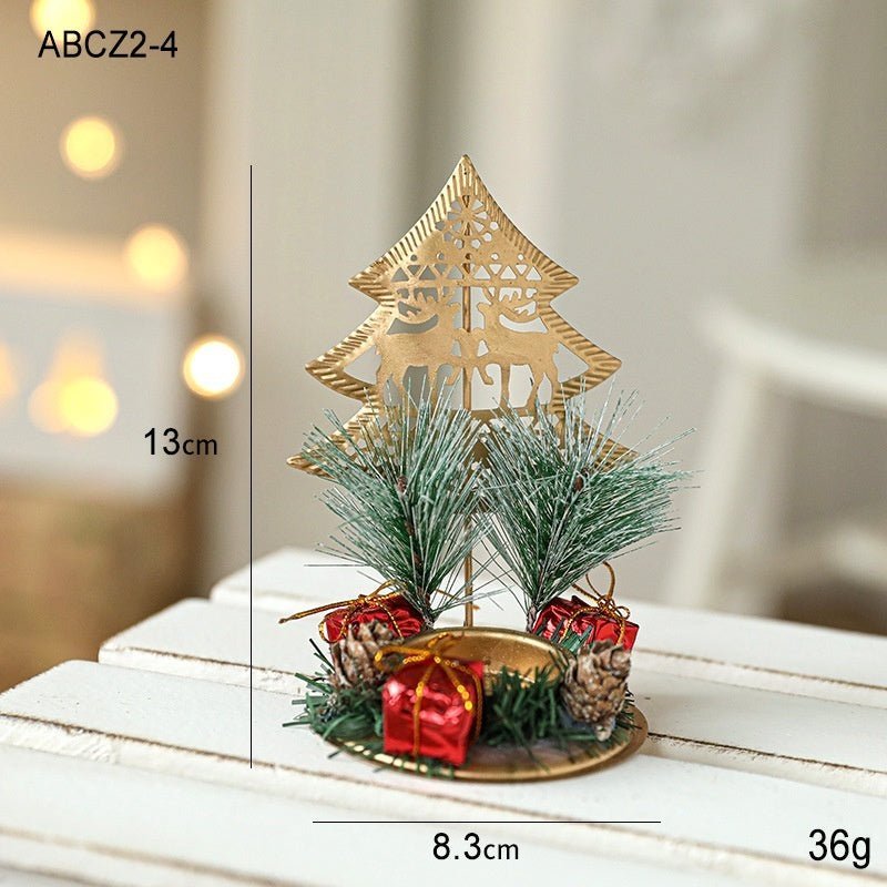 Christmas Candlestick Golden Wrought Iron Window Decoration - Unique