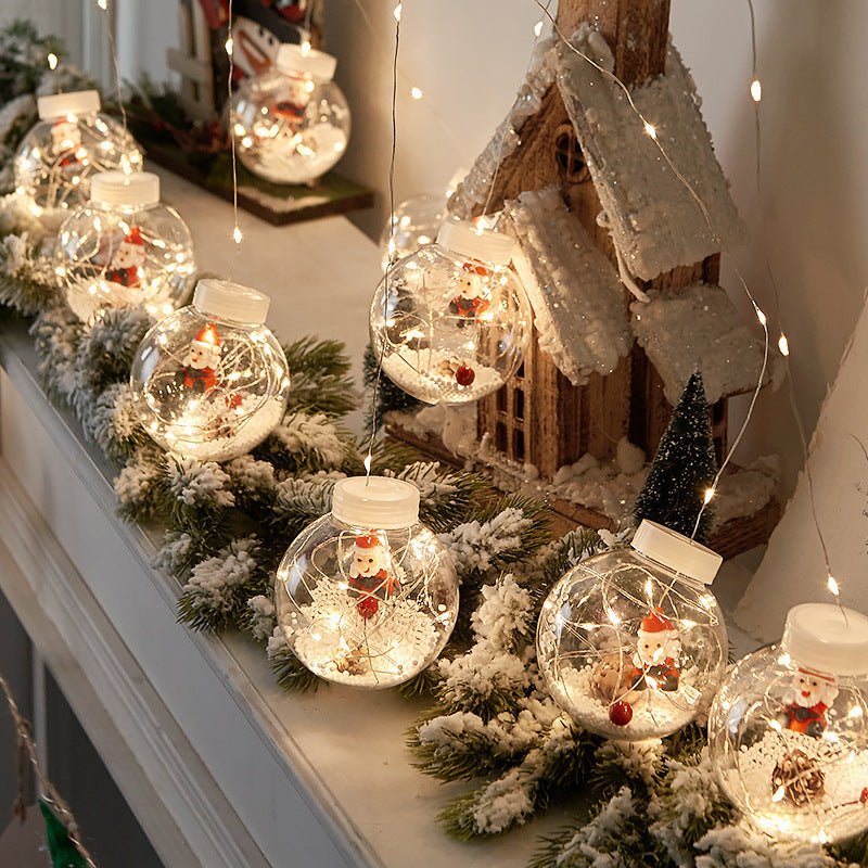 10PCS LED Christmas Curtain Lamp Fairy Snowman Wishing Ball Lamp String Christmas Window Decoration Christmas Light Room - Unique