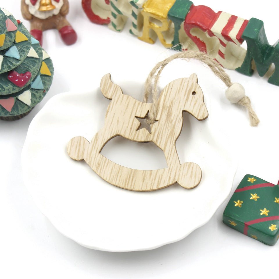 Christmas Snowflake Elk Wooden Pendant Decoration - Unique