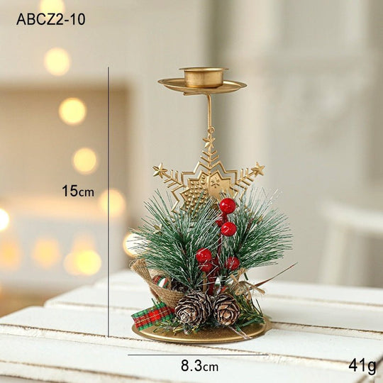 Christmas Candlestick Golden Wrought Iron Window Decoration - Unique